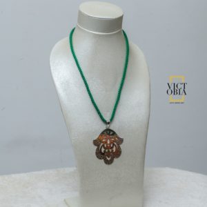 Collier Cordon Vert en soie Argent Khmissa Mkharma